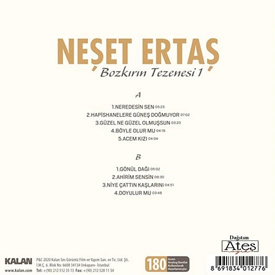 Neşet Ertaş - Bozkırın Tezenesi 1 Plak LP