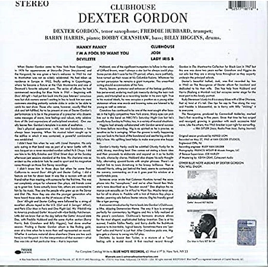 Dexter Gordon – Clubhouse (Audiophile) Plak LP Blue Note Tone Poet