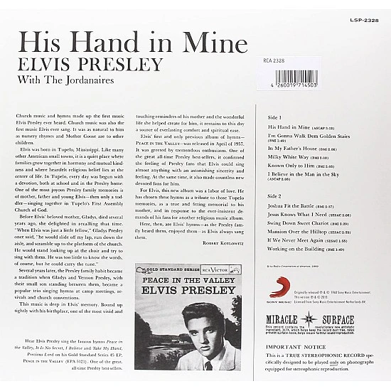 Elvis - His Hand In Mine (Audiophile) Plak LP