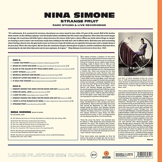 Nina Simone – Strange Fruit, Rare Studio & Live Recordings (Turuncu)  Plak LP