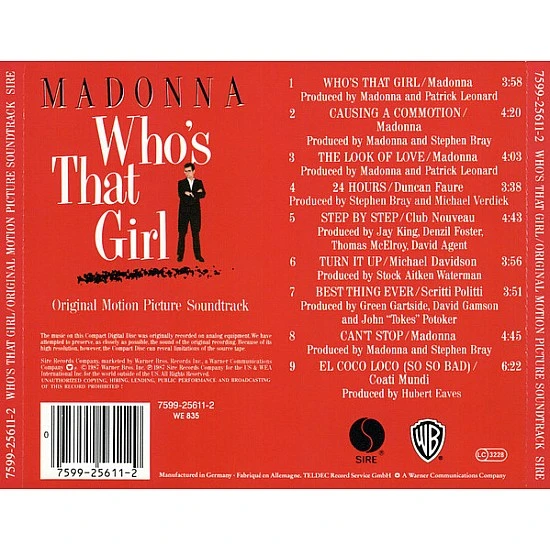 Madonna - Who's That Girl Soundtrack CD