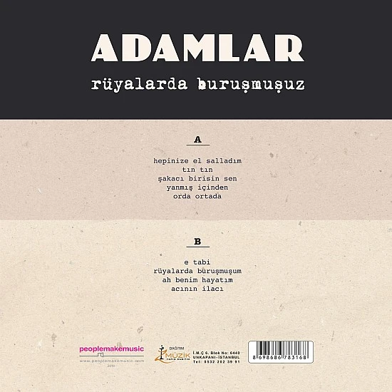 Adamlar ‎– Rüyalarda Buruşmuşuz Plak LP