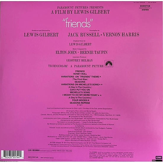 Elton John - Friends (Pembe Renkli) Plak LP