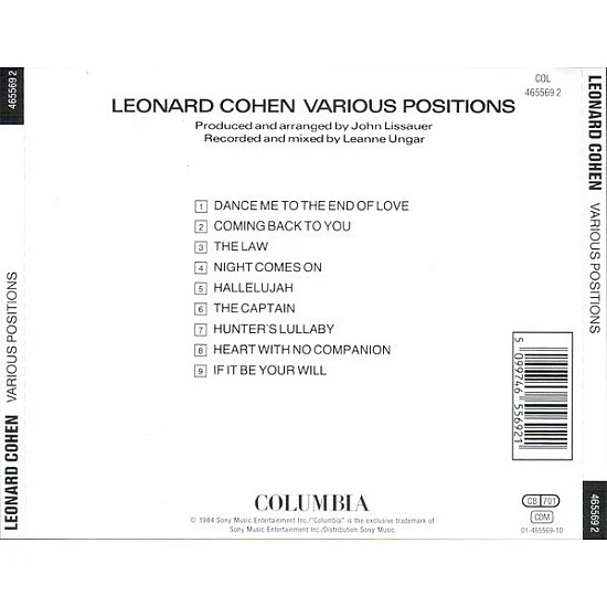 Leonard Cohen - Various Positions CD
