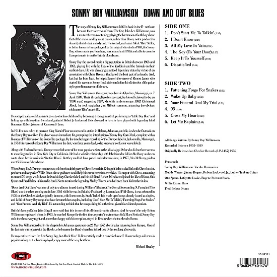 Sonny Boy Williamson – Down And Out Blues Plak LP