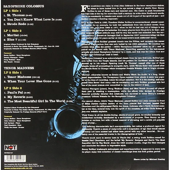 Sonny Rollins – Saxophone Colossus Caz Plak 2 LP