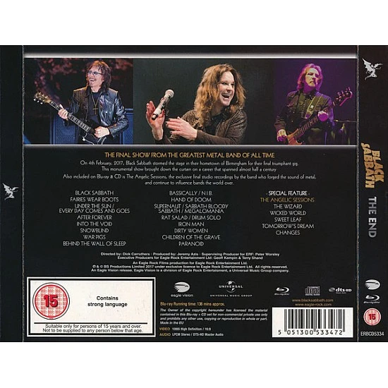 Black Sabbath – The End (4 February 2017 - Birmingham) CD + Blu- Ray