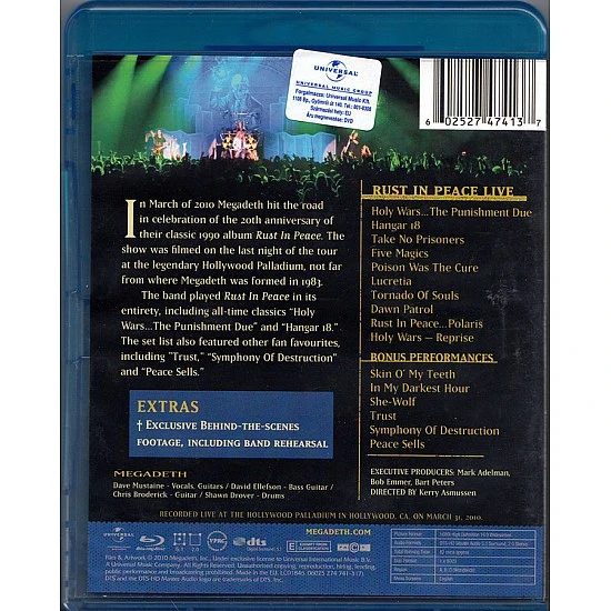 Megadeth - Rust In Peace Live Blu-ray Disk