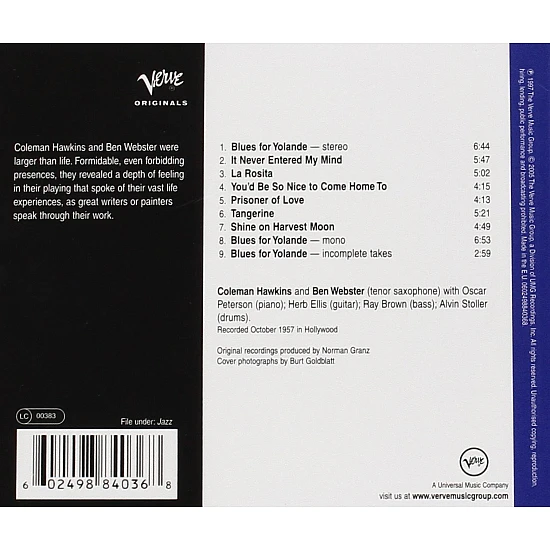 Coleman Hawkins - Encounters Ben Webster CD