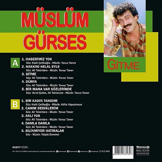 Müslüm Gürses - Gitme Plak LP