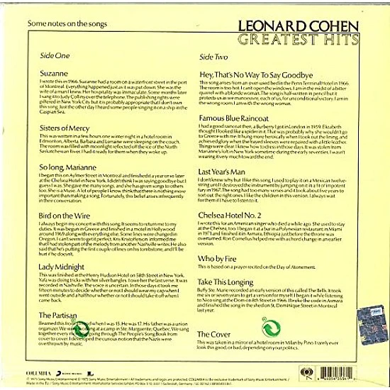 Leonard Cohen - Greatest Hits Plak LP