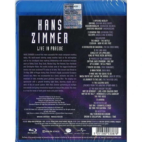 Hans Zimmer - Live In Prague Blu-ray Disk
