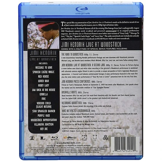 Jimi Hendrix - Live At Woodstock Blu-ray Disk