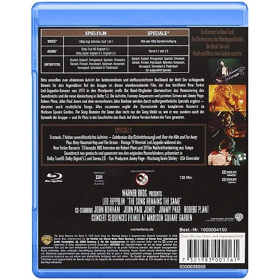 Led Zeppelin ‎– The Song Remains The Same Blu-ray Disk