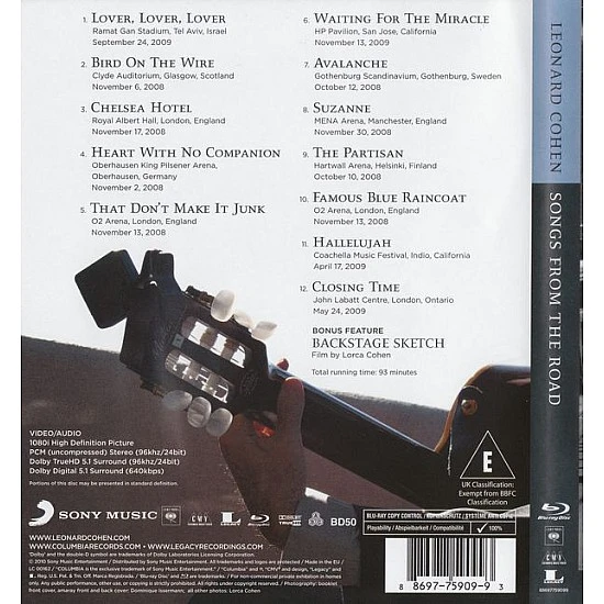 Leonard Cohen - Songs From The Road Blu-ray Disk