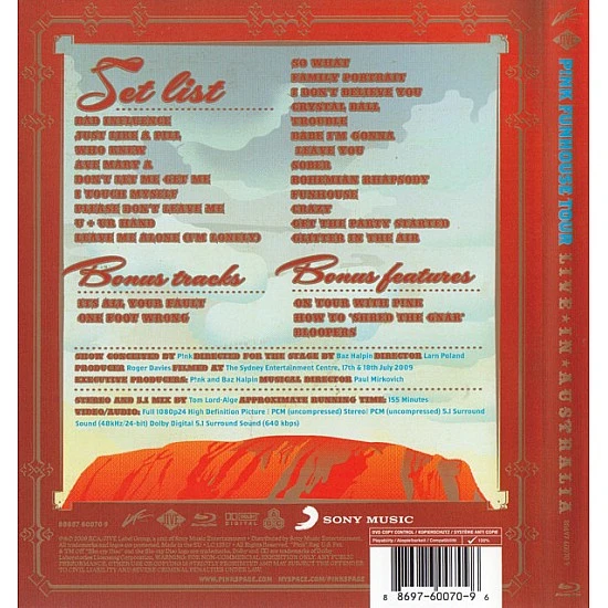 P!NK / Pink - Funhouse Tour - Live In Australia Blu-ray Disk