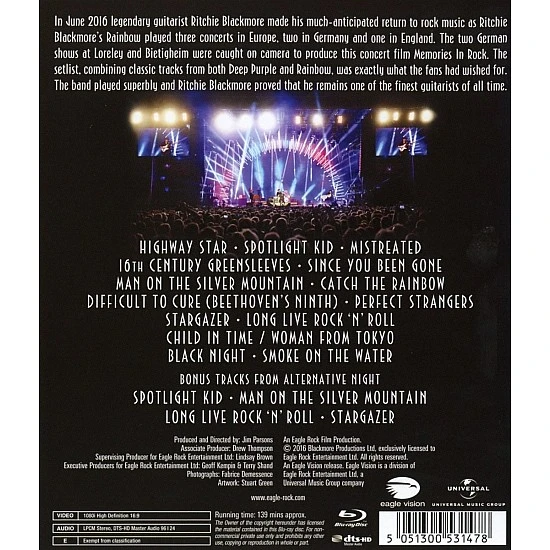 Rainbow ‎– Memories In Rock - Live In Germany Blu-ray Disk