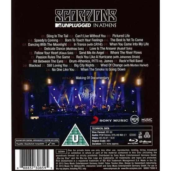 Scorpions - MTV Unplugged In Athens Blu-ray Disk