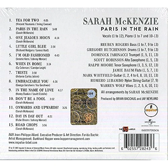 Sarah McKenzie - Paris In The Rain CD