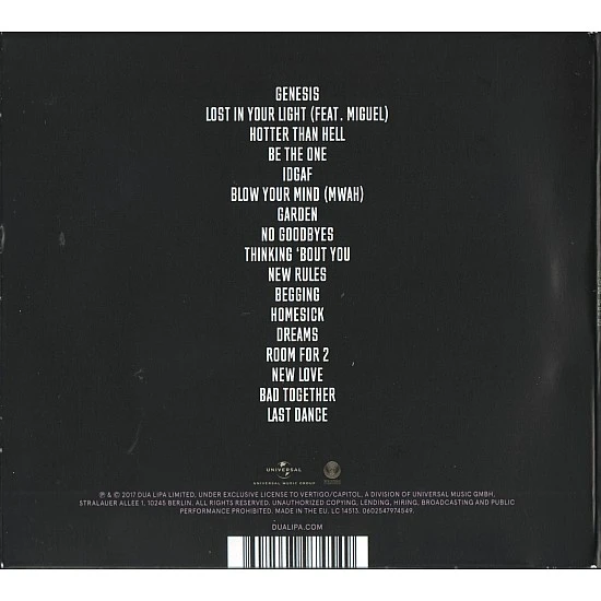 Dua Lipa ‎– Dua Lipa CD