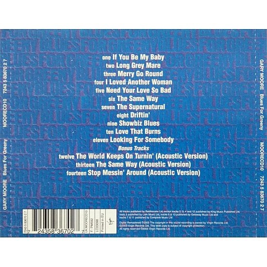 Gary Moore ‎– Blues For Greeny CD