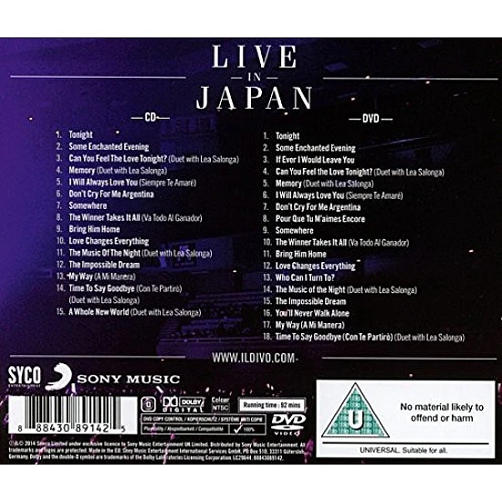 Il Divo ‎– A Musical Affair - Live In Japan CD + DVD