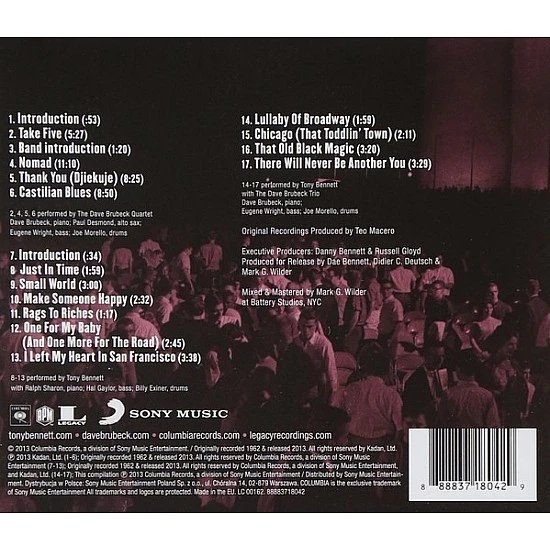 Tony Bennett & Dave Brubeck ‎– The White House Sessions: Live 1962 CD