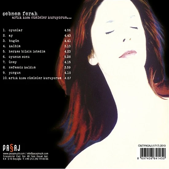 Şebnem Ferah - Artık Kısa Cümleler Kuruyorum ‎CD