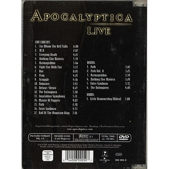 Apocalyptica ‎– Live DVD * İKİNCİ EL *