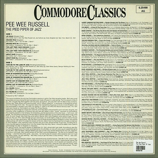 Pee Wee Russell - The Pied Piper Of Jazz Plak LP * İKİNCİ EL *