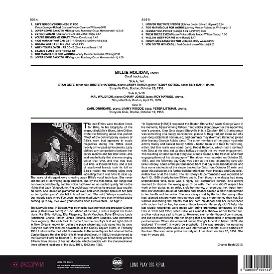 Billie Holiday ‎– Billie Holiday At Storyville Caz Plak LP