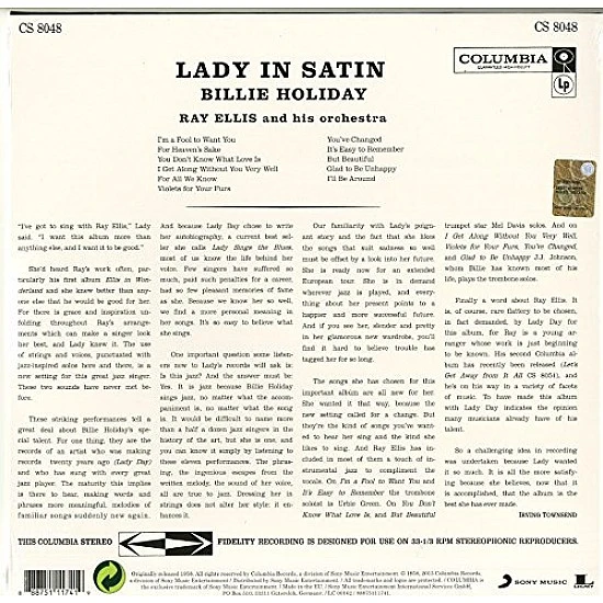 Billie Holiday - Lady In Satin Caz Plak LP