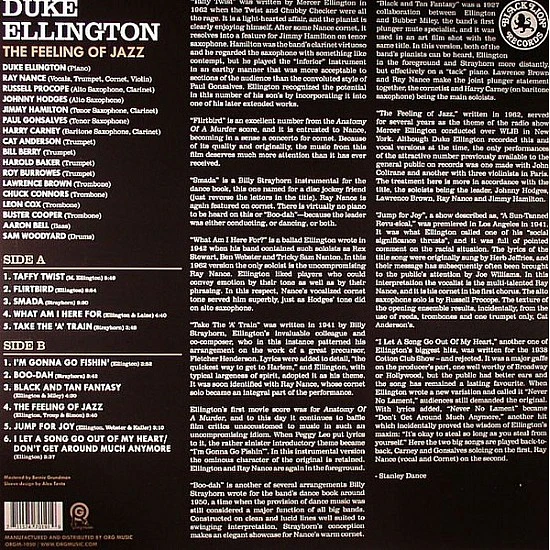 Duke Ellington ‎– The Feeling Of Jazz Audiophile Caz Plak LP