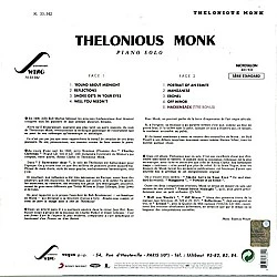Thelonious Monk - Piano Solo Plak LP