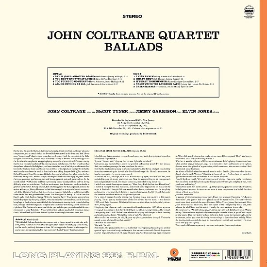 John Coltrane - Ballads (Turuncu Renkli) Plak LP