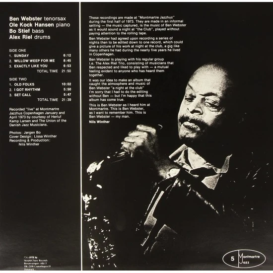 Ben Webster ‎– My Man - Live At Montmartre 1973 Caz Plak LP