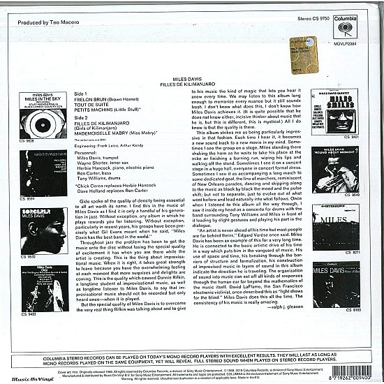 Miles Davis - Filles De Kilimanjaro Plak LP