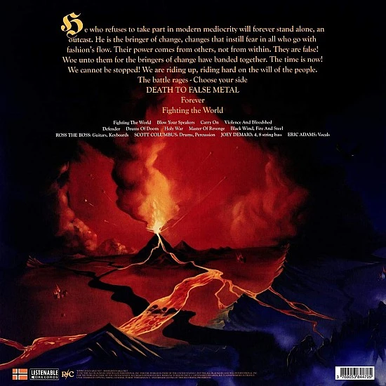 Manowar ‎– Fighting The World (Mavi Renkli) Plak LP