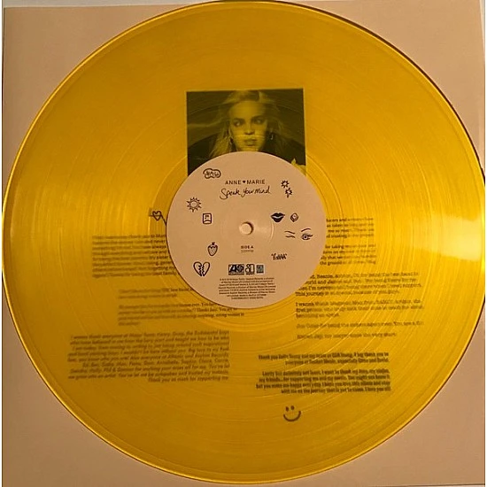Anne-Marie ‎– Speak Your Mind (Sarı Renkli) Plak LP * ÖZEL BASIM *