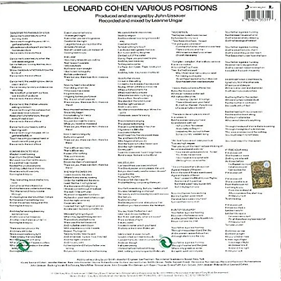 Leonard Cohen - Various Positions Plak LP