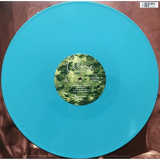 Celine Dion ‎– The Colour Of My Love Turkuaz Renkli Plak 2 LP
