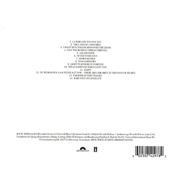 Lana Del Rey ‎– Violet Bent Backwards Over The Grass CD