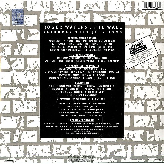 Roger Waters ‎– The Wall (Live In Berlin) RSD Şeffaf Renkli Plak 2 LP