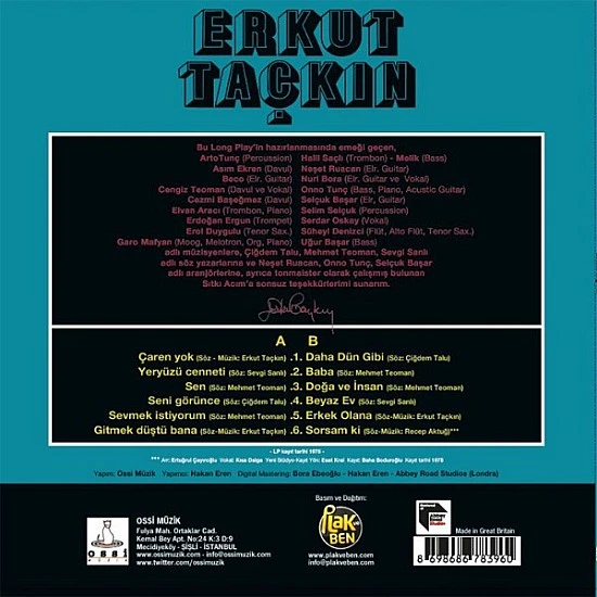 Erkut Taçkın ‎– Erkut Taçkın Plak LP