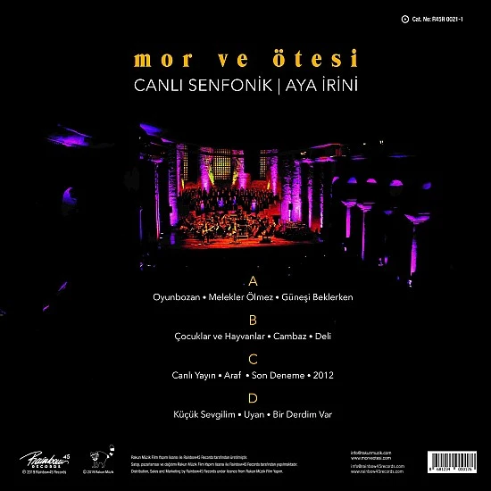 Mor Ve Ötesi ‎– Canlı Senfonik / Aya İrini Konser Plak 2 LP