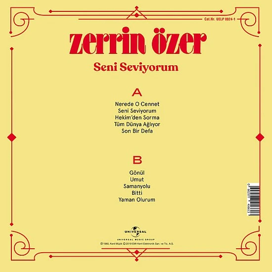 Zerrin Özer - Seni Seviyorum Plak LP
