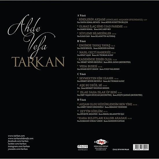 Tarkan - Ahde Vefa Plak 2 LP